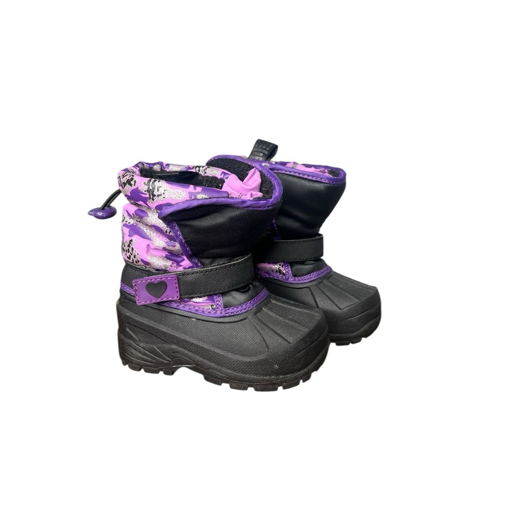 ATHLETECH Glitter Purple & Black Leopard Print Child's Snow Boots Sz 8m